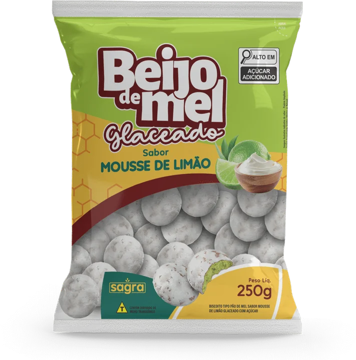 Embalagem de Beijo de Mel Glaceado Mousse de Limão