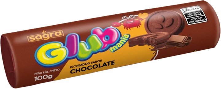 Embalagem de Biscoito Recheado Glub sabor Chocolate
